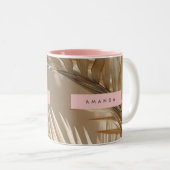 Personalized Elegant Palm Fronds Style Zweifarbige Tasse (VorderseiteRechts)
