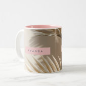 Personalized Elegant Palm Fronds Style Zweifarbige Tasse (Vorderseite Links)