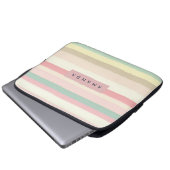 Personalized Elegant Pastel Macaron Stripe Laptopschutzhülle (Vorne Knopf)