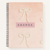 Personalized Elegant Pearl Bow in Soft Blush Notizblock (Vorderseite)