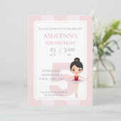 Personalized Elegant Pink Ballerina Birthday Einladung (Stehend Vorderseite)