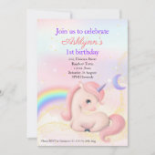 Personalized Elegant Pink Watercolour Unicorn Einladung (Vorderseite)