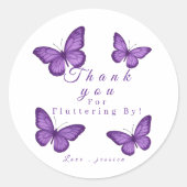 Personalized Elegant Purple Butterfly Bridal Runder Aufkleber (Vorderseite)