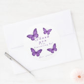 Personalized Elegant Purple Butterfly Bridal Runder Aufkleber (Umschlag)