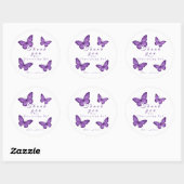 Personalized Elegant Purple Butterfly Bridal Runder Aufkleber (Blatt)