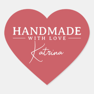 Personalized Elegant Red Herz-Aufkleber