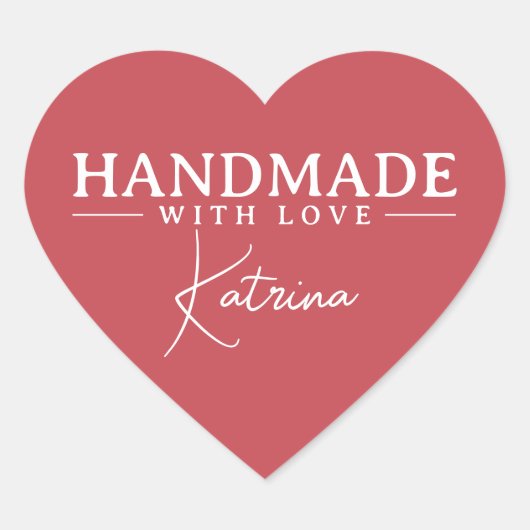 Personalized Elegant Red Herz-Aufkleber (Vorderseite)