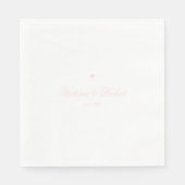 Personalized Elegant Script Pink Heart Serviette (Vorderseite)