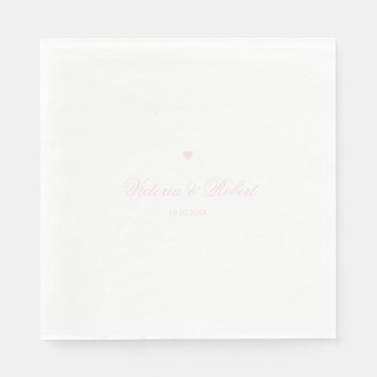 Personalized Elegant Script Pink Heart Serviette (Vorderseite)
