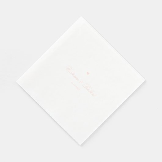 Personalized Elegant Script Pink Heart Serviette (Ecke)