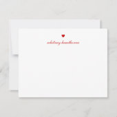 Personalized Elegant Script Red Heart Mitteilungskarte (Vorderseite)