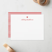 Personalized Elegant Script Red Heart Mitteilungskarte (Vorderseite/Rückseite Beispiel)