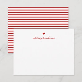 Personalized Elegant Script Red Heart Mitteilungskarte