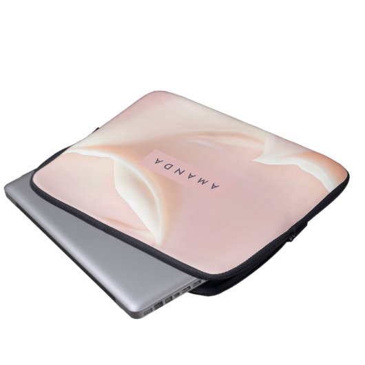 Personalized Elegant Soft Blush Satin Abstract Laptopschutzhülle (Vorne Knopf)