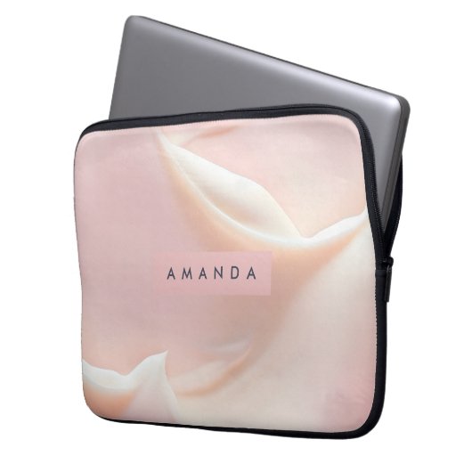 Personalized Elegant Soft Blush Satin Abstract Laptopschutzhülle (Vorderseite Links)
