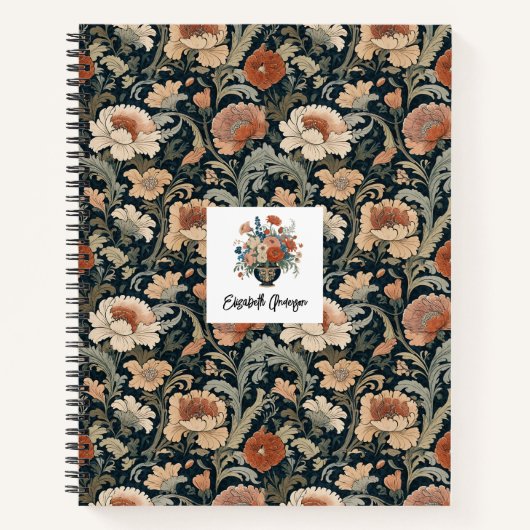 Personalized Elegant Stylish Vintage Dark Floral Notizblock (Vorderseite)
