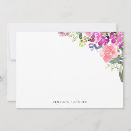 Personalized Elegant Watercolor Floral  Mitteilungskarte