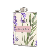 Personalized Elegant Watercolor Lavender  Flachmann (Links)