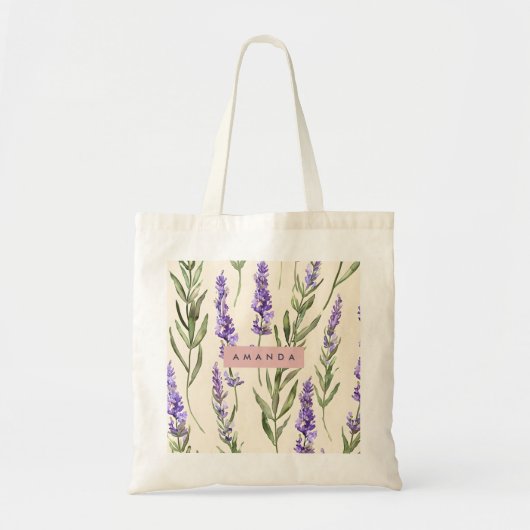 Personalized Elegant Watercolor Lavender Tragetasche (Vorne)