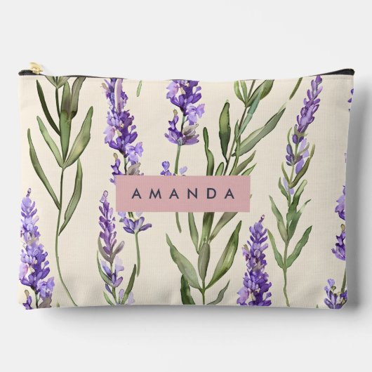 Personalized Elegant Watercolor Lavender Zubehörtasche (Vorderseite)