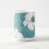Personalized Elegant White Florals on Teal Kaffeetasse (Mittel)