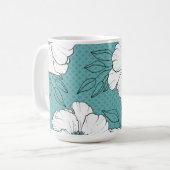 Personalized Elegant White Florals on Teal Kaffeetasse (Vorderseite Links)