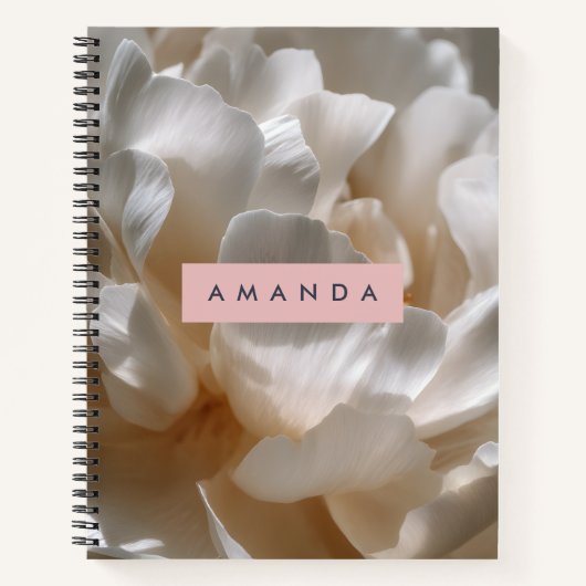 Personalized Elegant White Peony Bloom Notizblock (Vorderseite)