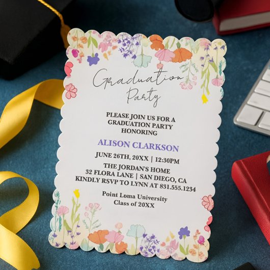 Personalized Elegant Wildflower Graduation Party I Einladung