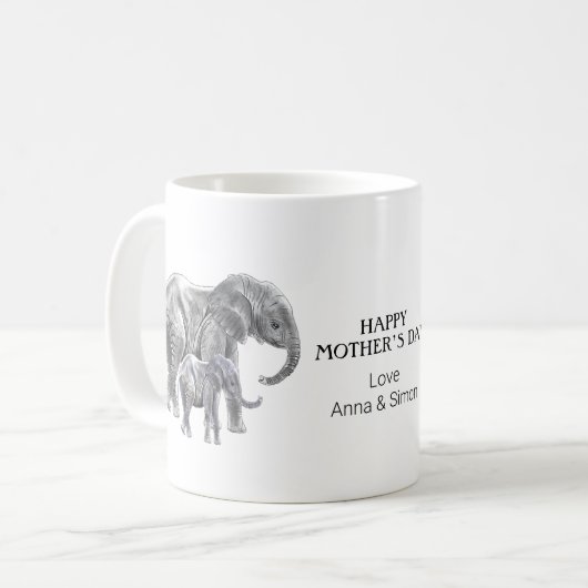 Personalized elephant mother's day kaffeetasse (Vorderseite Links)