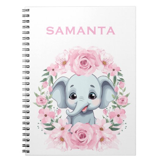 Personalized Elephant Notebook Notizblock (Vorderseite)