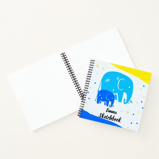 Personalized Elephant Sketchbook for Kids Notizblock (Innenseite)