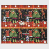 Personalized Elf Boy Name Christmas | Red Plaid Geschenkpapier (Flach)