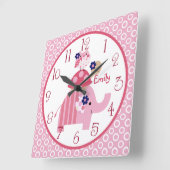 Personalized Ellie/Ella Elephant Stacked Clock Quadratische Wanduhr (Winkel)