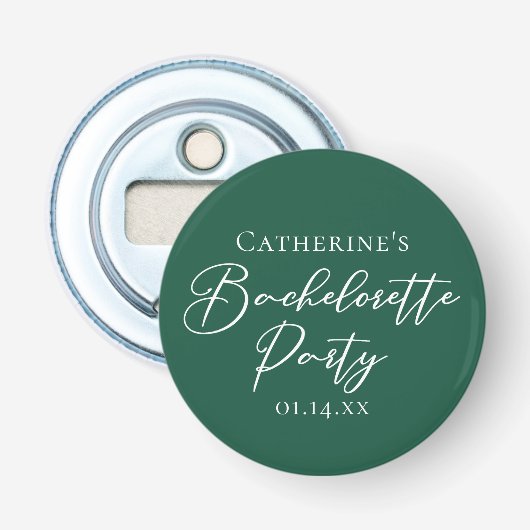 Personalized Emerald Green Bachelorette Party Flaschenöffner (Vorderseite)