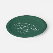 Personalized Emerald Green Bachelorette Party Pappteller (Schrägansicht)