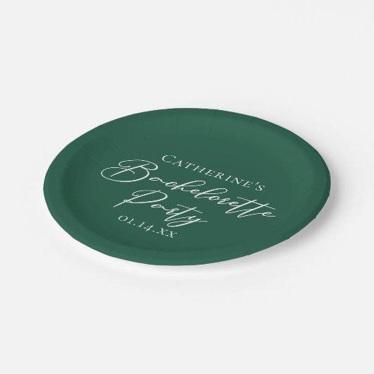 Personalized Emerald Green Bachelorette Party Pappteller (Schrägansicht)