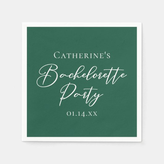 Personalized Emerald Green Bachelorette Party Serviette (Vorderseite)