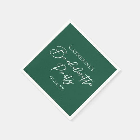 Personalized Emerald Green Bachelorette Party Serviette (Ecke)