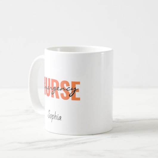 Personalized Emergency Nurse Bold Typography Kaffeetasse (Vorderseite Links)