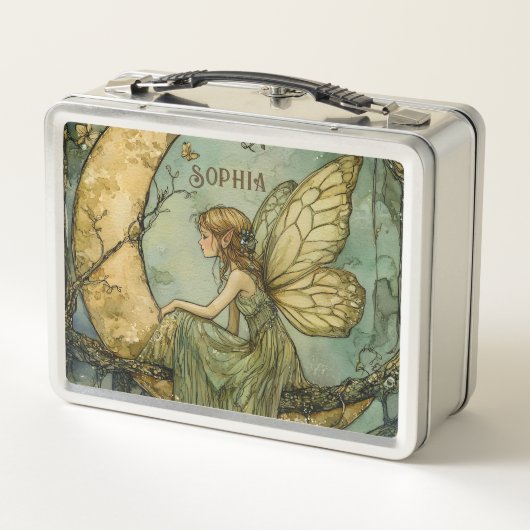 Personalized Enchanted Forest Moon Fairy Metall Brotdose (Rückseite)