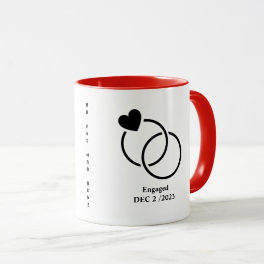 Personalized Engaged Couple Mug Tasse (VorderseiteRechts)