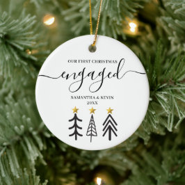 Personalized Engaged Couple Names Trees Keramik Ornament