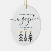 Personalized Engaged Couple Names Trees Keramik Ornament (Rechts)