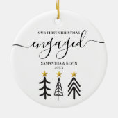 Personalized Engaged Couple Names Trees Keramik Ornament (Hinten)
