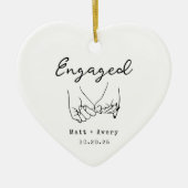 Personalized Engaged Line Art Custom Names Date Keramik Ornament (Vorne)
