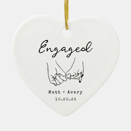 Personalized Engaged Line Art Custom Names Date Keramik Ornament (Vorne)