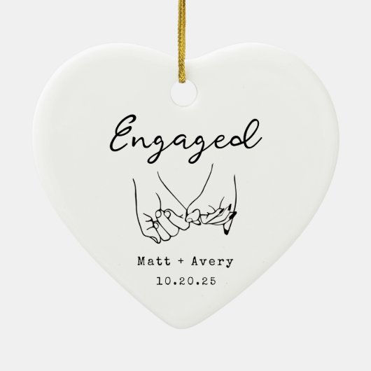 Personalized Engaged Line Art Custom Names Date Keramik Ornament (Hinten)