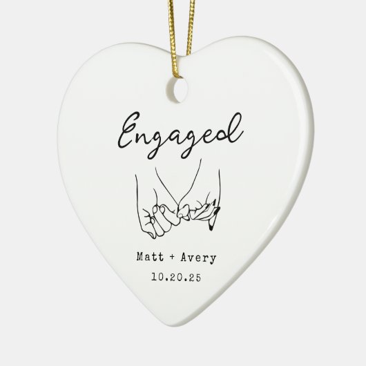 Personalized Engaged Line Art Custom Names Date Keramik Ornament (Links)