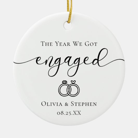 Personalized Engaged Line Art Custom Names Date Keramik Ornament (Vorne)