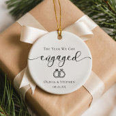 Personalized Engaged Line Art Custom Names Date Keramik Ornament